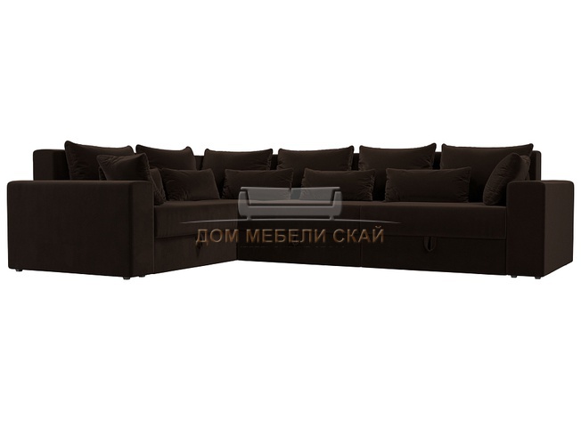 Угловой диван-кровать левый Майами Long, коричневый/микровельвет