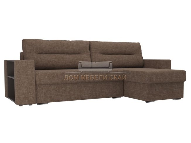 Угловой диван-кровать правый Эридан, коричневый/рогожка