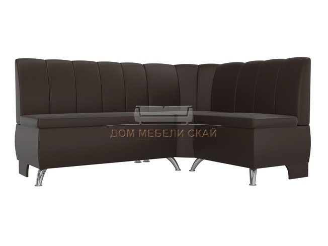 Кухонный угловой диван правый Кантри, коричневый/экокожа