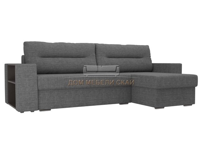 Угловой диван-кровать правый Эридан, серый/рогожка