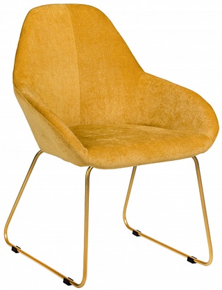 Стул-кресло Kent, велюровый желтого цвета/линк золото