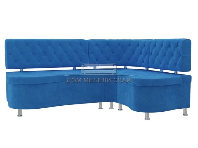 Кухонный угловой диван правый Вегас, голубой/велюр