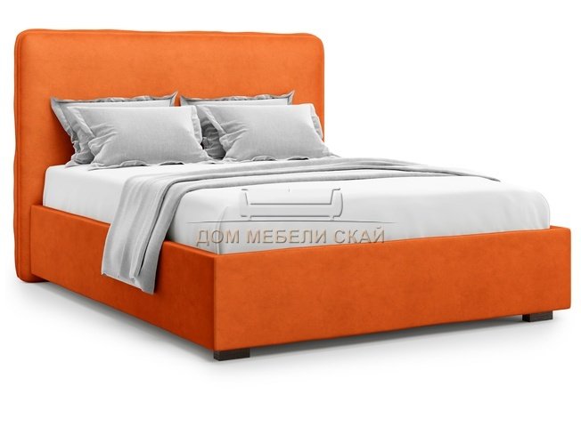 Кровать двуспальная 160x200 Brachano с подъемным механизмом, оранжевый велюр velutto 27