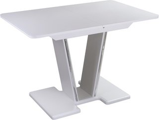 Стол обеденный раздвижной Танго ПР-3, белый/белое стекло