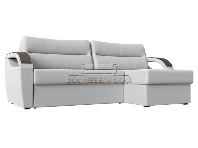 Угловой диван-кровать правый Форсайт, белый/экокожа