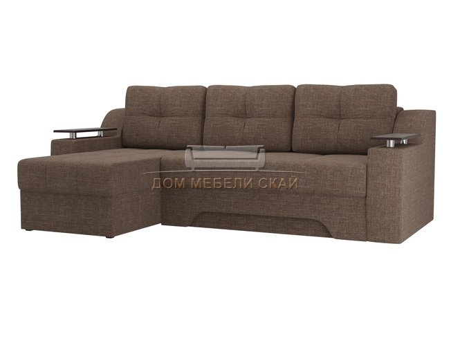 Угловой диван-кровать левый Сенатор, коричневый/рогожка