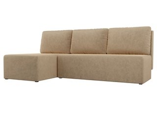 Угловой диван-кровать левый Поло, бежевый/микровельвет