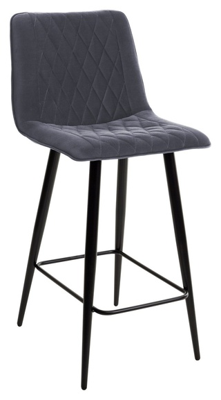 Полубарный стул Поль, велюровый серого цвета #27/черный каркас