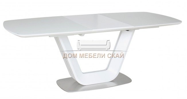 Стол обеденный раскладной OASIS, белый/сатинированное стекло