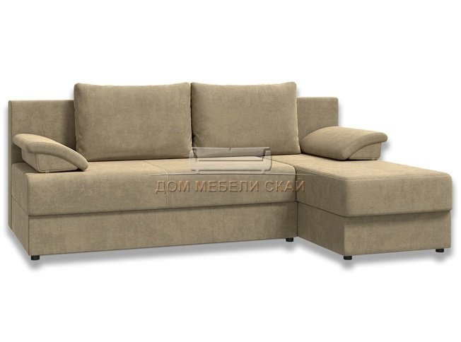Угловой диван-кровать Лира без боковин, бежевый велюр