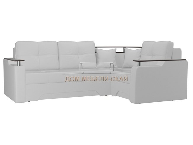 Угловой диван-кровать правый Комфорт, белый/экокожа