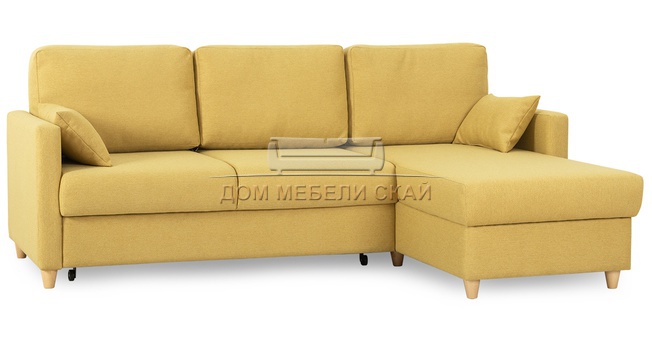 Диван-кровать угловой Дилан, рогожка желтая ТД 424