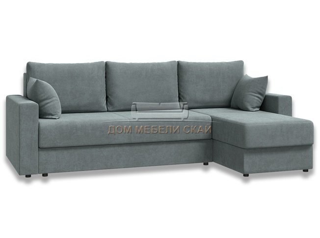 Угловой диван-кровать Лира с боковинами, серый велюр