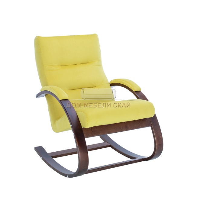 Кресло-качалка Leset Милано, велюр V28 желтый/орех текстура