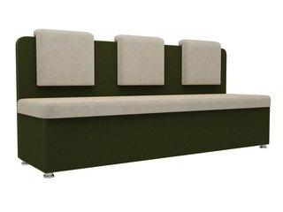 Кухонный диван Маккон 3-х местный, бежевый/зеленый/микровельвет