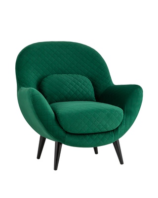 Кресло Карл, велюр тёмно-зелёный
