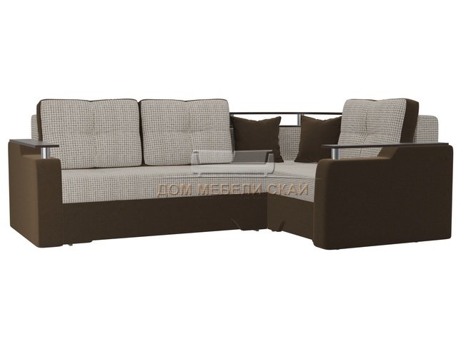 Угловой диван-кровать правый Комфорт, корфу 02/коричневый/корфу/микровельвет