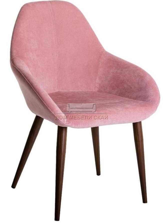 Стул-кресло Kent, микровельвет розового цвета/тёмный орех