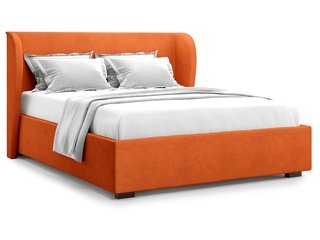 Кровать двуспальная 160x200 Tenno без подъемного механизма, оранжевый велюр velutto 27