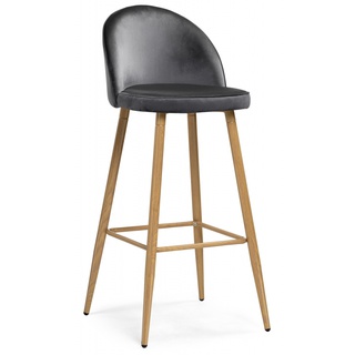 Барный стул Dodo 1, велюровый темно-серого цвета dark grey with edging/натуральный wood