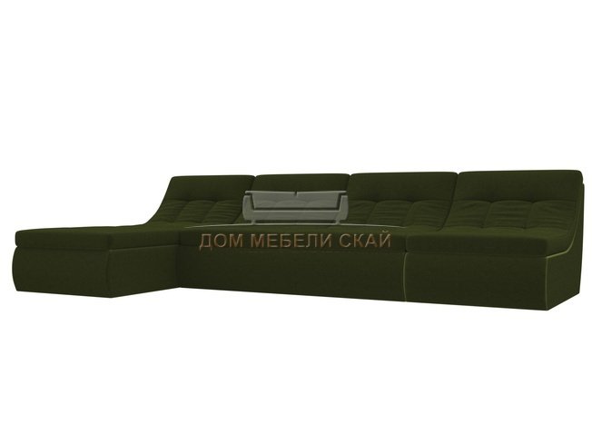 Угловой модульный диван-кровать левый Холидей, зеленый/микровельвет