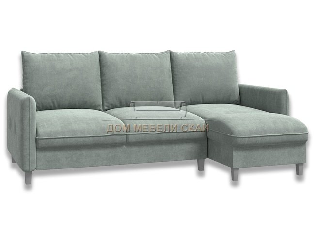 Угловой диван-кровать Лофт компакт, светло-серый велюр