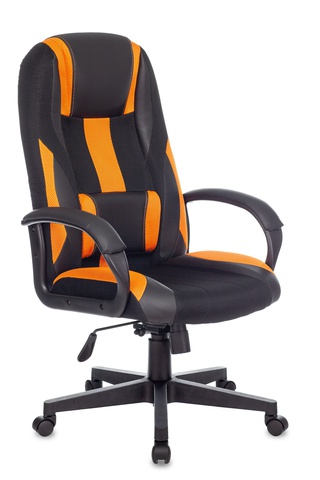 Кресло игровое TopChairs ST-CYBER 9, черно-оранжевое/сетка/экокожа