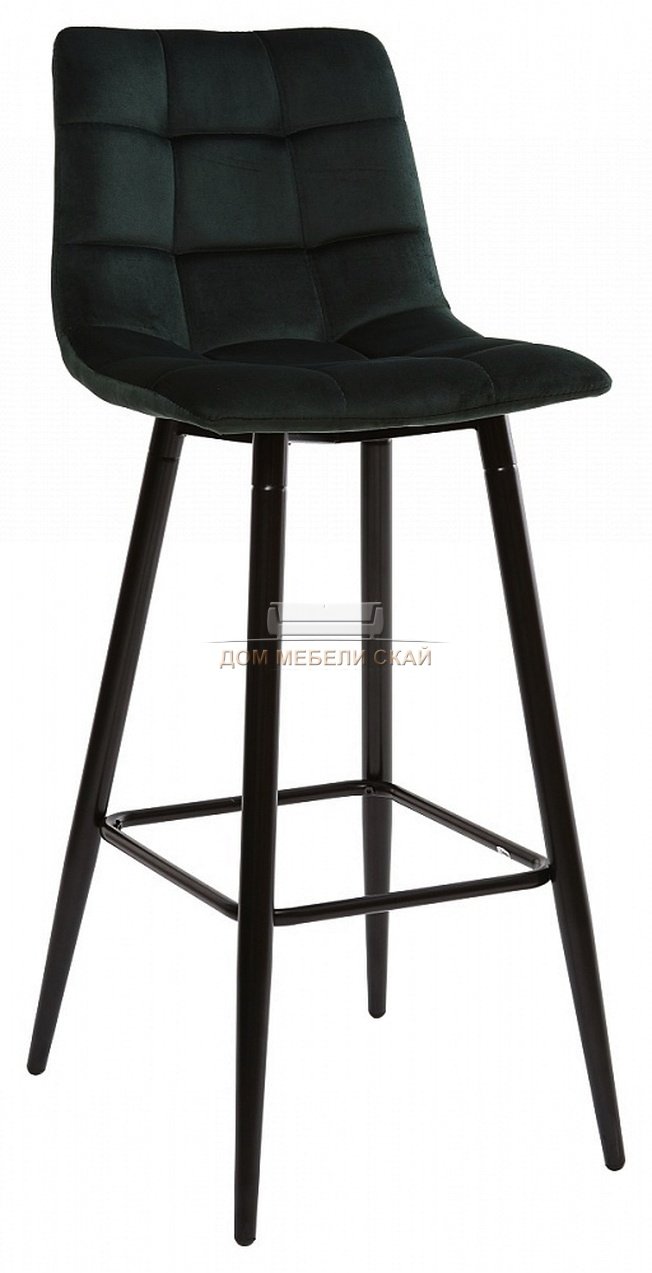 Барный стул LECCO, DARK GREEN велюровый темно-зеленого цвета