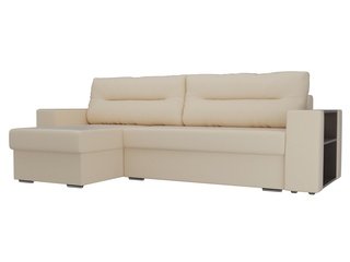 Угловой диван-кровать левый Эридан, бежевый/экокожа
