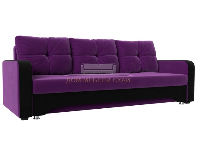 Диван-кровать Ник-3, фиолетовый/черный/микровельвет