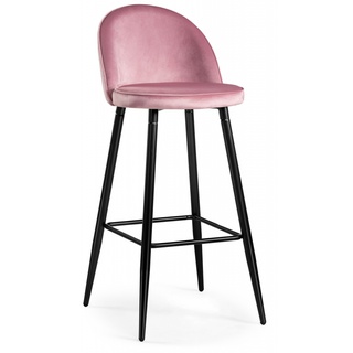 Барный стул Dodo 1, велюровый розового цвета pink with edging/черный