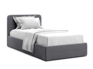 Кровать односпальная Adda 90x200 с ПМ, серый велюр velutto 32