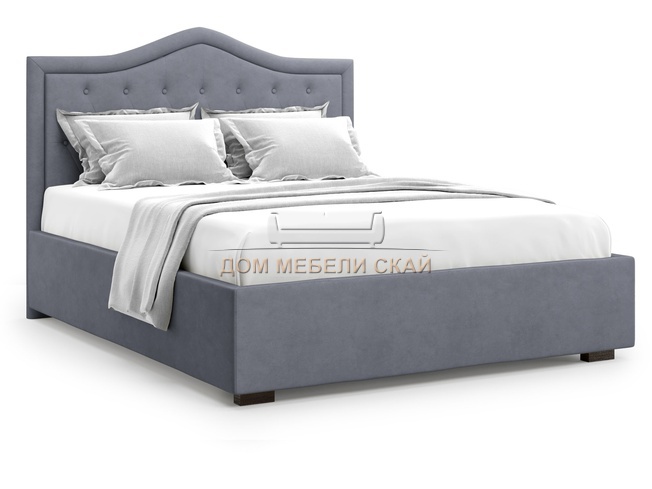 Кровать полутороспальная 140x200 Tibr с подъемным механизмом, серый велюр velutto 32