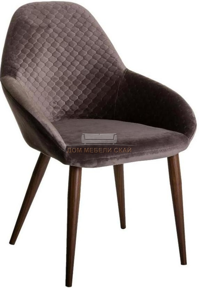 Стул-кресло Kent, велюровый серо-коричневого цвета/тёмный орех