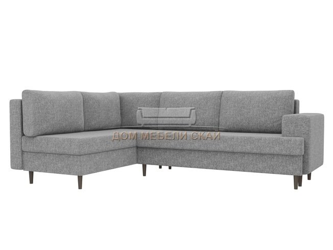 Угловой диван-кровать левый Сильвана, серый/рогожка
