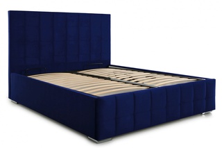 Кровать полутороспальная 140х200 Пассаж 2 с ПМ, темно-синий велюр