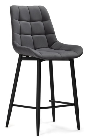 Барный стул Алст, велюровый темно-серого цвета/черный