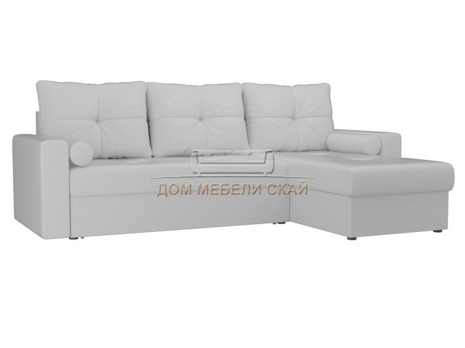 Угловой диван-кровать правый Верона, белый/экокожа
