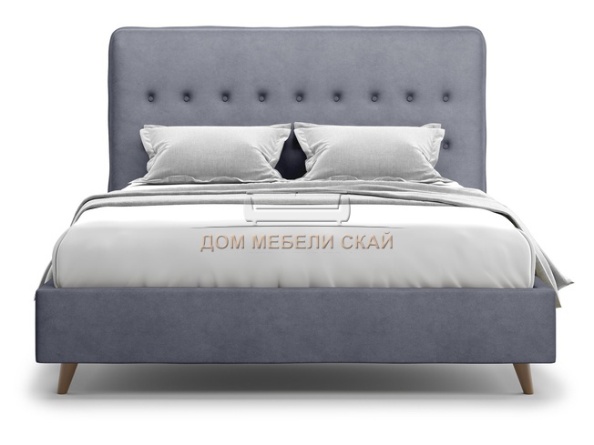 Кровать полутороспальная 140x200 Bergamo Lux, серый велюр velutto 32