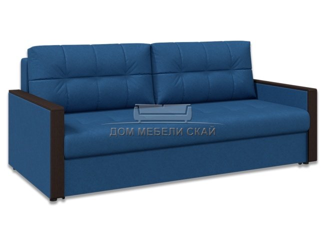 Диван-кровать Норд с декором, синяя рогожка/венге