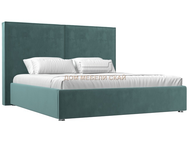 Кровать двуспальная 160x200 Аура с ПМ, бирюзовый велюр