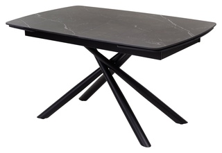 Стол обеденный раздвижной RIVOLI 140, MATT BLACK MARBLE SINTERED STONE/черный