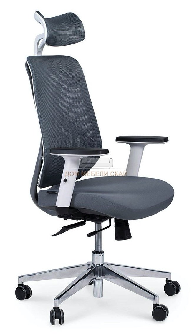 Кресло офисное Имидж, gray белый пластик/серая сетка/серая ткань