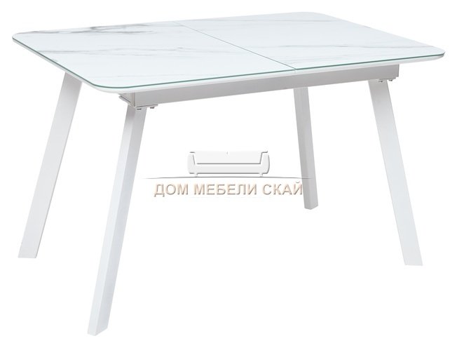 Стол обеденный раздвижной ARUBA 120, grey-white/white глазурованное стекло