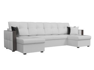 П-образный угловой диван Валенсия, белый/экокожа