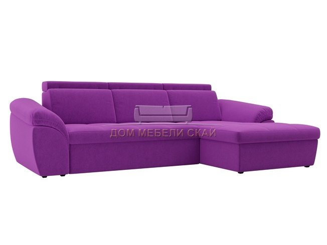 Угловой диван-кровать правый Мисандра, фиолетовый/микровельвет