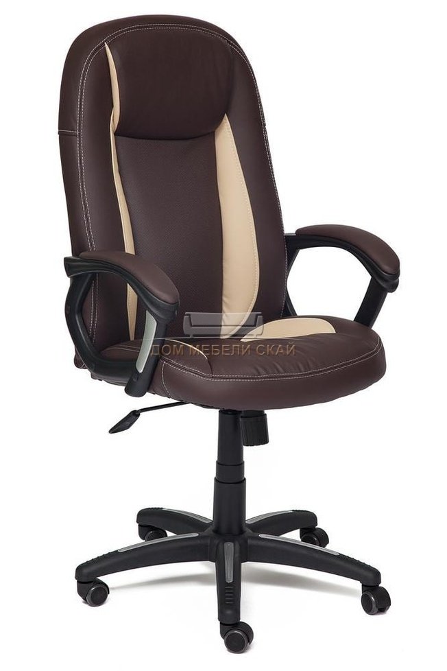 Кресло офисное Бриндиси Brindisi, коричневая/бежевая экокожа