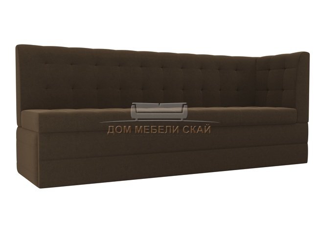 Кухонный угловой диван со спальным местом правый Бриз, коричневый/микровельвет
