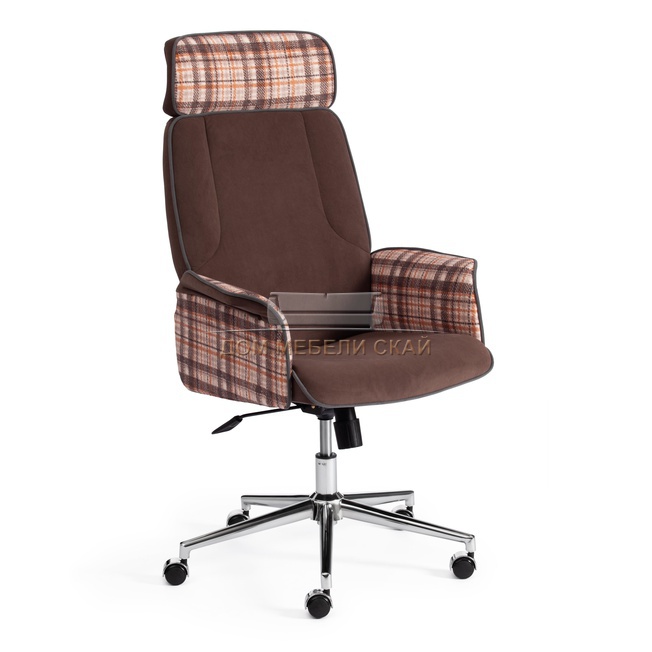Кресло офисное Чарм Charm, флок коричневый 06/ткань оранжевая bourbon 07