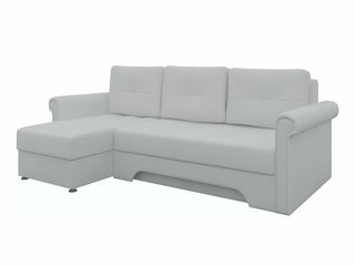 Угловой диван-кровать левый Леон, белый/экокожа